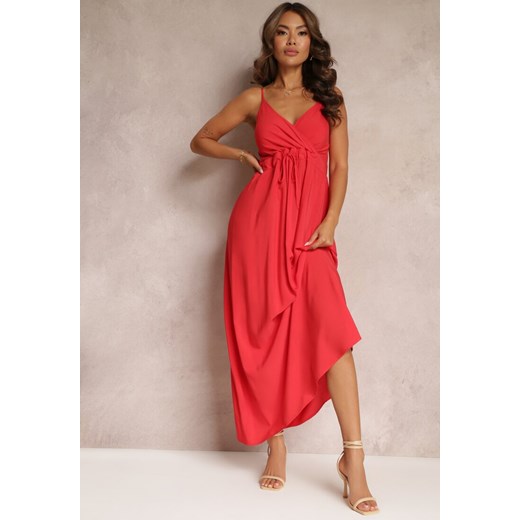Czerwona Sukienka z Wiskozy Anomaria ze sklepu Renee odzież w kategorii Sukienki - zdjęcie 159125048
