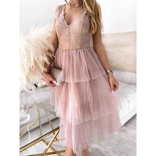 sukienka pudrowa z koronką Nina Butik Lalala M butiklalala