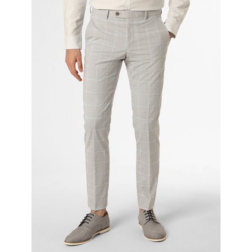 Finshley & Harding London Męskie spodnie od garnituru modułowego Mężczyźni Slim Fit jasny szary w kratkę ze sklepu vangraaf w kategorii Spodnie męskie - zdjęcie 159136566