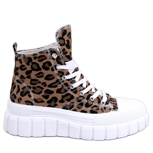 Trampki wysokie panterka Tiger Leopard brązowe 37 ButyModne.pl