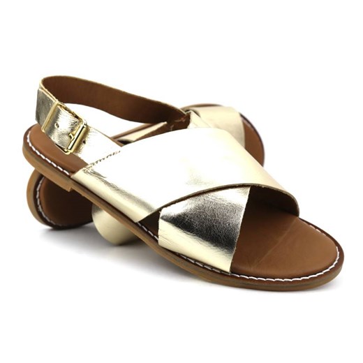 Złote sandałki damskie płaskie - VENEZIA MRZ10904 ze sklepu ulubioneobuwie w kategorii Sandały damskie - zdjęcie 159160765