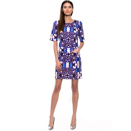 Sukienka simple niebieski abstrakcyjne wzory