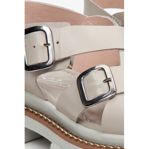 Estro: Szare sandały damskie na elastycznej platformie z przeplatanymi paskami Estro 36 wyprzedaż Estro