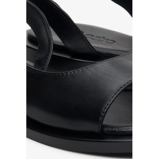 Estro: Czarne sandały damskie ze skóry naturalnej z odkrytym bokiem Estro 40 okazyjna cena Estro