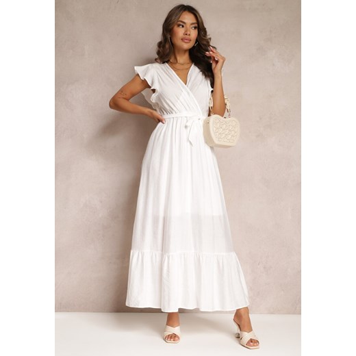 Biała Rozkloszowana Sukienka Maxi z Gumką w Talii Lavla ze sklepu Renee odzież w kategorii Sukienki - zdjęcie 159191625