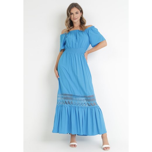 Niebieska Sukienka Hiszpanka ze Zdobieniem z Koronki Zinnin ze sklepu Born2be Odzież w kategorii Sukienki - zdjęcie 159191827