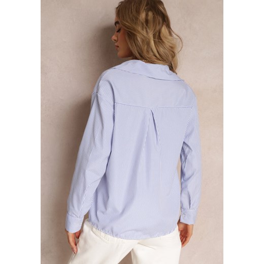 Niebieska Koszula w Paski z Szerokimi Kieszeniami Lorelia Renee ONE SIZE promocja Renee odzież