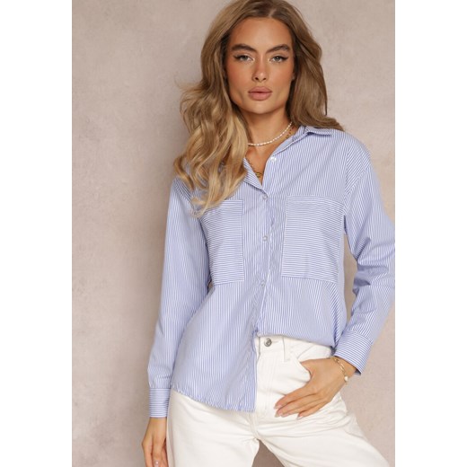 Niebieska Koszula w Paski z Szerokimi Kieszeniami Lorelia ze sklepu Renee odzież w kategorii Koszule damskie - zdjęcie 159194617