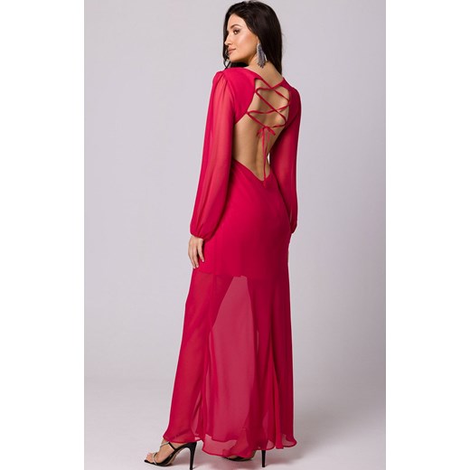 Sukienka Makover z długimi rękawami maxi z odkrytymi ramionami 