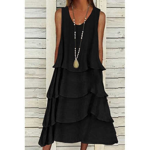 Sukienka IVET casual czarna mini z tkaniny 