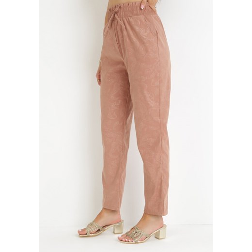 Różowe Spodnie z Gumką w Pasie Krette ze sklepu Born2be Odzież w kategorii Spodnie damskie - zdjęcie 159228047