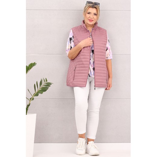 Pikowana kamizelka damska plus size letnia różowa - 54 Femimoda 54 femimoda.pl