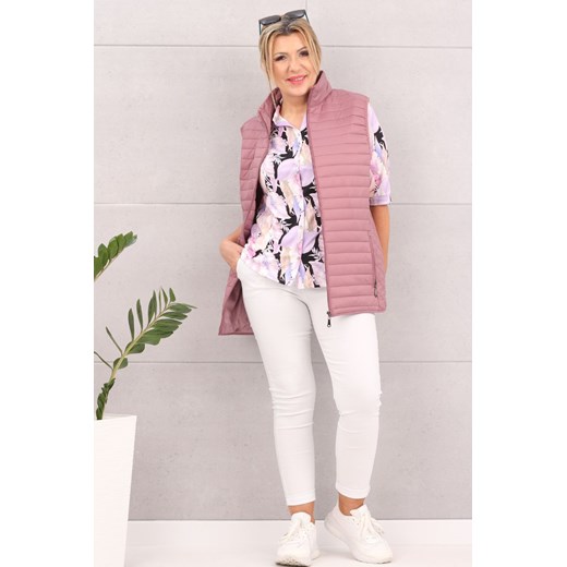 Pikowana kamizelka damska plus size letnia różowa - 54 Femimoda 50 femimoda.pl