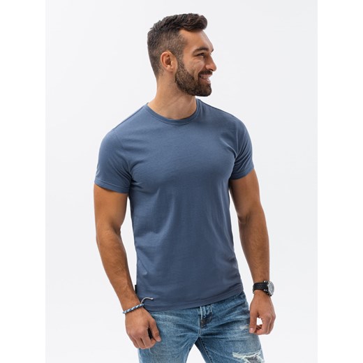T-shirt męski bawełniany BASIC - ciemnoniebieski V18 S1370 L ombre