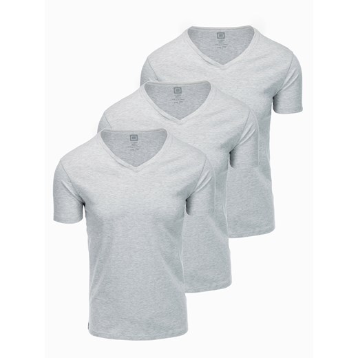 Zestaw koszulek bawełnianych V-NECK 3-pak - szary melanż V10 Z29 ze sklepu ombre w kategorii T-shirty męskie - zdjęcie 159246089
