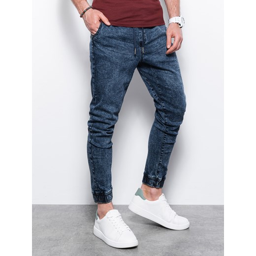 Spodnie męskie jeansowe joggery - niebieskie V1 P1027 XXL ombre