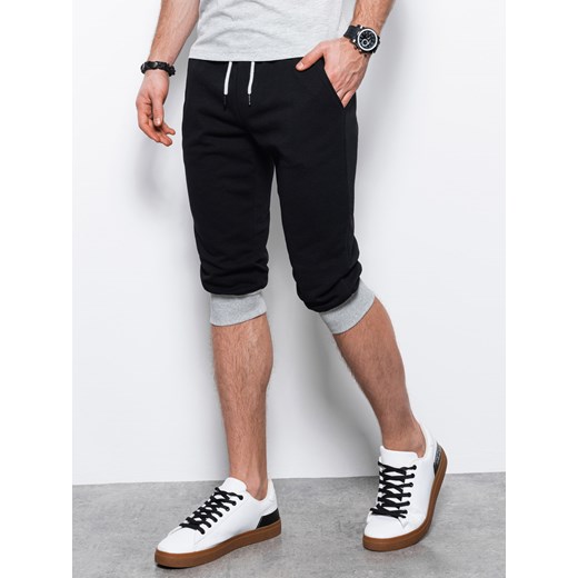 Spodenki męskie dresowe za kolano - czarno-szare V1 P29 ze sklepu ombre w kategorii Spodenki męskie - zdjęcie 159247676