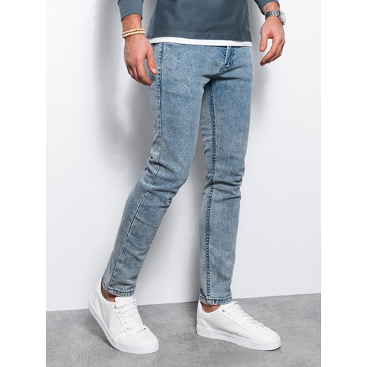 Spodnie męskie jeansowe SKINNY FIT - jasnoniebieskie V2 P1062 ze sklepu ombre w kategorii Jeansy męskie - zdjęcie 159248437