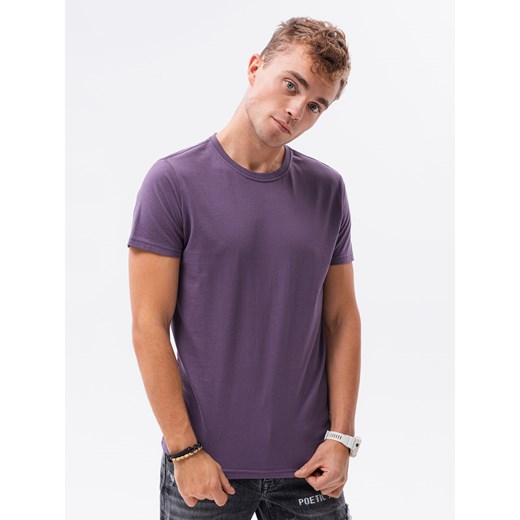 T-shirt męski bawełniany BASIC - fioletowy V13 S1370 XXL ombre