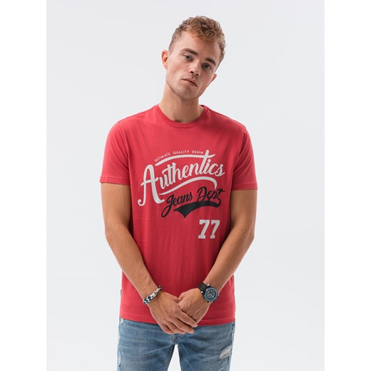 T-shirt męski z nadrukiem - czerwony V-22A S1434 M ombre promocyjna cena