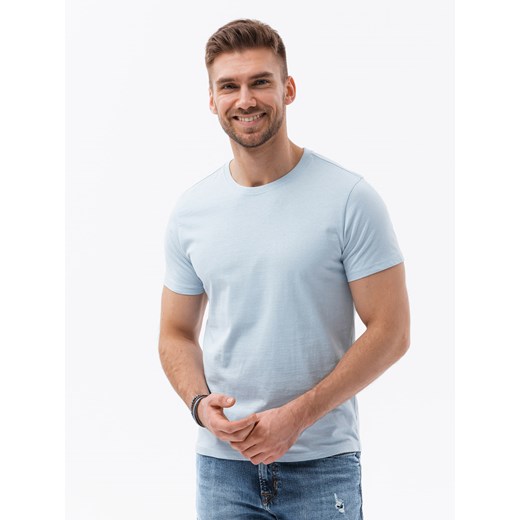 T-shirt męski bawełniany BASIC - jasnoniebieski V19 S1370 XL ombre