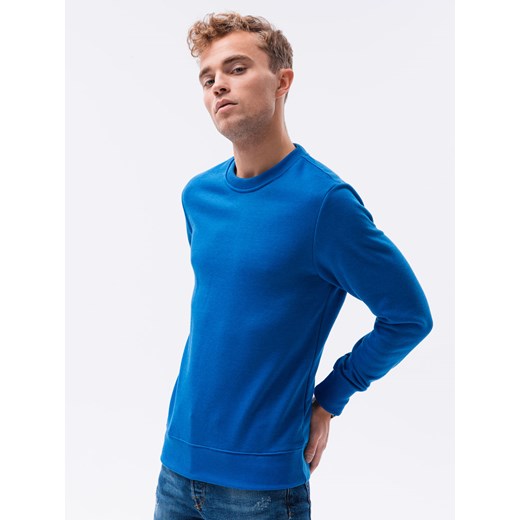 Bluza męska bez kaptura BASIC - głęboki niebieski V 18 B978 ze sklepu ombre w kategorii Bluzy męskie - zdjęcie 159250926