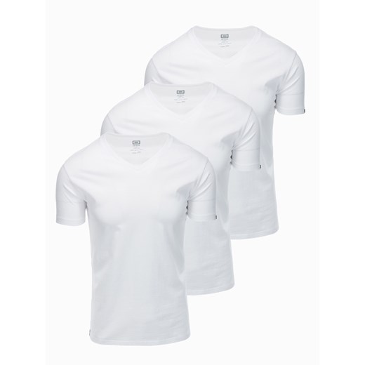 Zestaw koszulek bawełnianych V-NECK 3-pak - biały V8 Z29 ze sklepu ombre w kategorii T-shirty męskie - zdjęcie 159251129