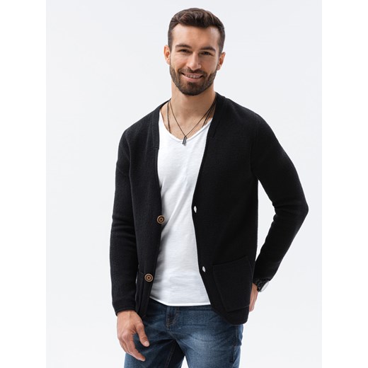 Sweter męski kardigan - czarny V3 E193 XXL ombre