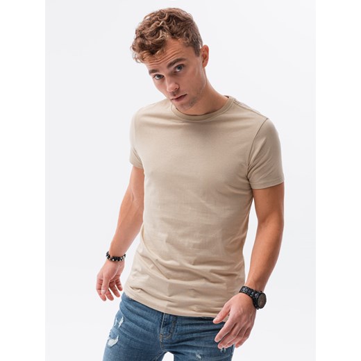 T-shirt męski bawełniany BASIC - piaskowy V11 S1370 XL ombre