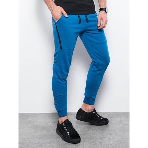 Spodnie męskie dresowe joggery - niebieskie V5 P919 XL ombre wyprzedaż