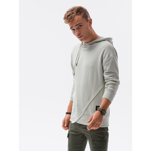 Bluza męska hoodie z przeszyciami - jasnoszara V2 B1187 XL promocyjna cena ombre