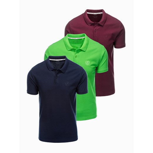Zestaw koszulek męskich polo z dzianiny pique 3-pak - mix V12 Z28 ze sklepu ombre w kategorii T-shirty męskie - zdjęcie 159252247