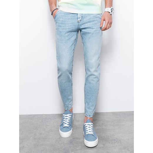 Spodnie męskie jeansowe SLIM FIT - jasno niebieskie V1 P1077 XL ombre
