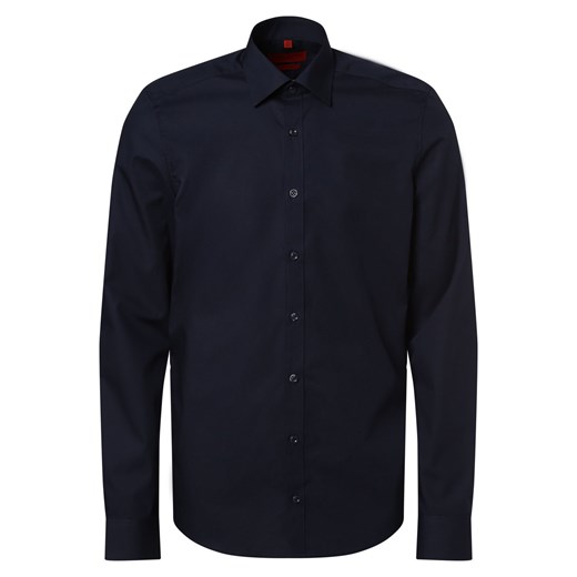 Finshley & Harding Koszula męska łatwa w prasowaniu z bardzo długim rękawem Mężczyźni Slim Fit Bawełna granatowy jednolity ze sklepu vangraaf w kategorii Koszule męskie - zdjęcie 159257825