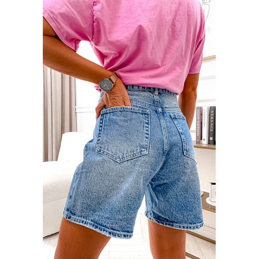 SZORTY JEANSOWE MOM FIT Z WYSOKIM STANEM- NIEBIESKIE Olika M olika.com.pl