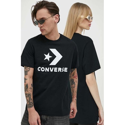 Converse t-shirt bawełniany kolor czarny z nadrukiem ze sklepu ANSWEAR.com w kategorii Bluzki damskie - zdjęcie 159258779
