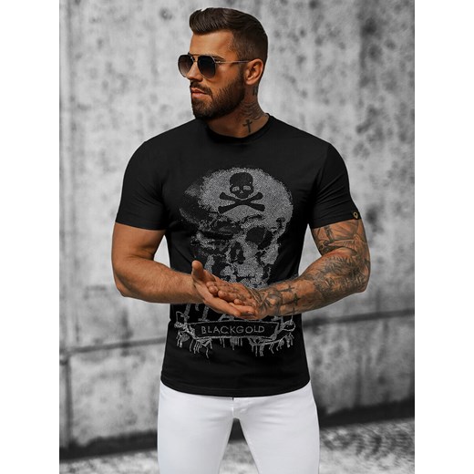 T-shirt męski slim fit czarny OZONEE NB/MT3025 ze sklepu ozonee.pl w kategorii T-shirty męskie - zdjęcie 159259618