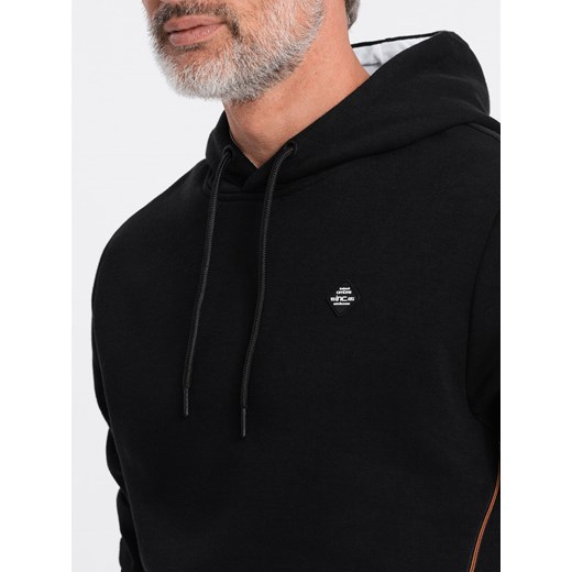 Bluza męska z kapturem z kieszenią na zamek - czarna V4 OM-SSNZ-22FW-006 M ombre