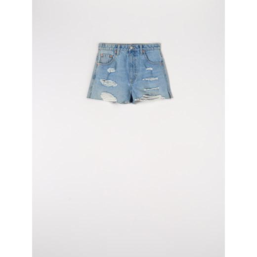 Sinsay - Szorty jeansowe high waist - Niebieski Sinsay 34 Sinsay