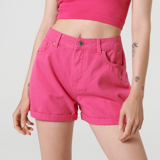Sinsay - Szorty jeansowe mom - Różowy Sinsay 32 Sinsay