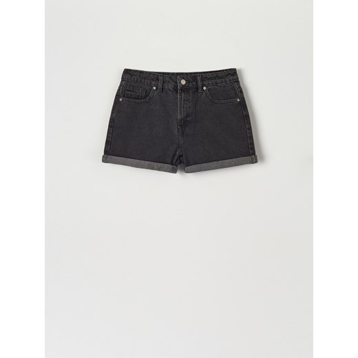 Sinsay - Szorty jeansowe mom high waist - Czarny Sinsay 42 Sinsay