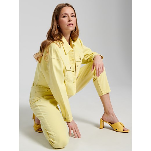 Sinsay - Jeansy mom high waist - Żółty Sinsay 36 Sinsay