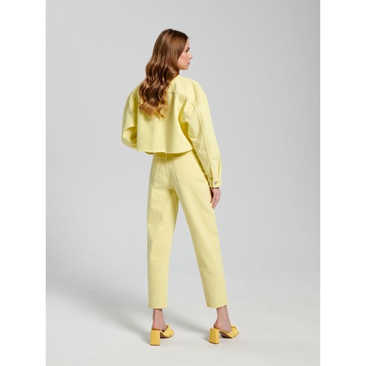 Sinsay - Jeansy mom high waist - Żółty Sinsay 32 Sinsay