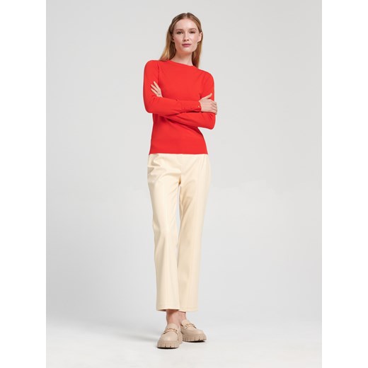 Sweter damski Sinsay czerwony z okrągłym dekoltem 