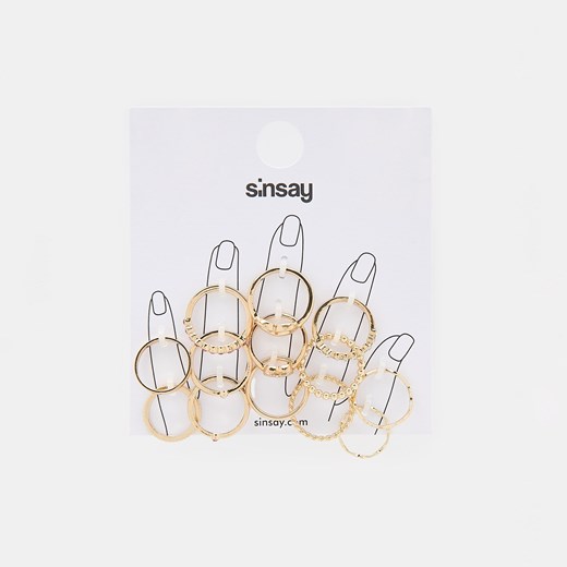 Sinsay - Pierścionki 13 pack - Złoty Sinsay Jeden rozmiar okazja Sinsay