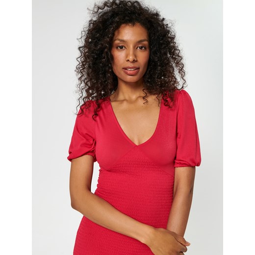 Sukienka Sinsay mini w serek z krótkim rękawem elegancka 