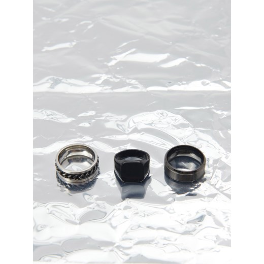 Sinsay - Pierścionki 3 pack - Czarny Sinsay S/M Sinsay
