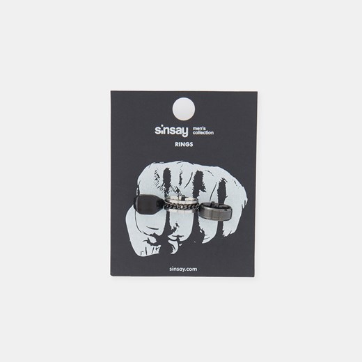 Sinsay - Pierścionki 3 pack - Czarny Sinsay L/XL Sinsay