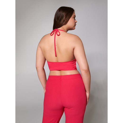 Bluzka damska Sinsay różowa z okrągłym dekoltem 