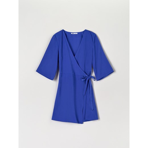 Sinsay - Sukienka mini z wiązaniem - Niebieski Sinsay L Sinsay
